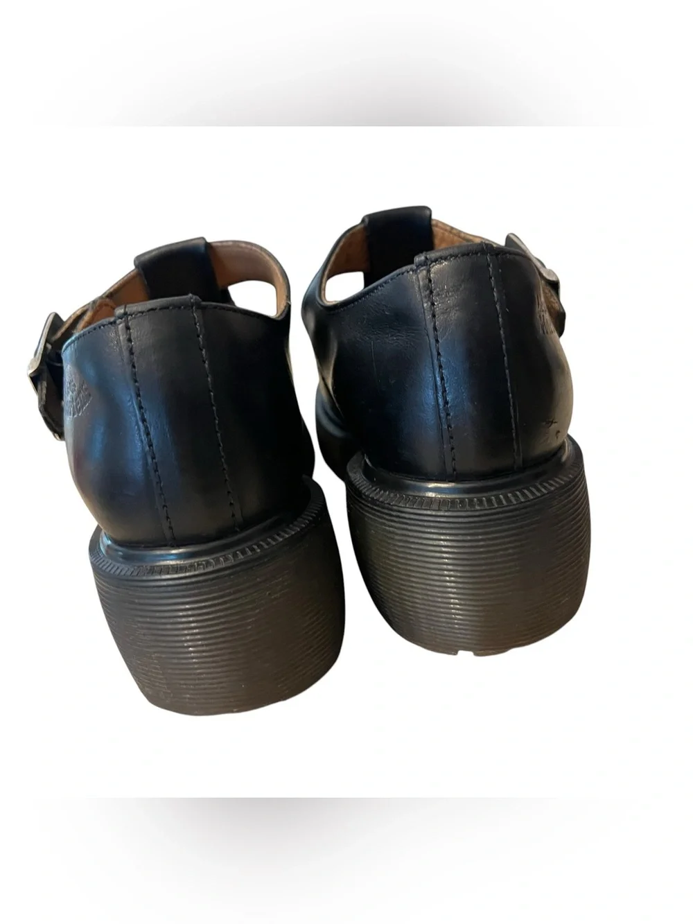 Vtg Dr. Martens MARY JANE England Black Leather Platform T-strap Buckle 8334